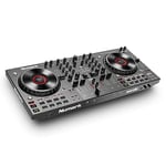 Numark NS4FX – Contrôleur DJ 4 canaux, platines DJ tactiles avec écran, pads et effets sonores, sorties cabine et principale, Serato DJ Lite inclus