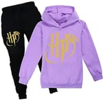 Harry Potter Pullover Hoodie och Sweatpants Set för Barn 7-14 År (13-14 År Lila)