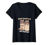 Womens More Trash Can Less Trash Can't Funny Raccoon Opossum V-Neck T-Shirt