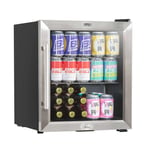 Tabletop Drinks Cooler 50L Mini Beer Fridge - Stainless Steel