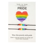 Pride Armband 2-Pack Matchande Pärlarmband med Kort flerfärgad