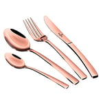 Berlinger Haus Rose Gold Ménagère 24-Piece Acier Inoxydable, Set de Couverts de Table 6 Personnes, Household, Camping, Hotels, Finition Polie Brillante, Cutlery Set Modern Elegant Design, Or Rose