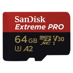 Sandisk Extreme Pro MicroSDXC 64 GB V30 U3 med 170 MB/s overføringshastighet