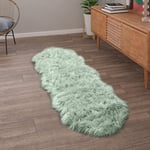 Paco Home - Tapis De Salon Fausse Fourrure Imitation Shaggy Coussins De Sol Forme Cœur Rond 80x120 cm forme de fourrure, Vert Menthe