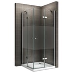 Cabine de douche MAYA H 180 cm verre hydrofuge semi-opaque 80x90 cm - SANIVERRE - Carré ou rectangulaire - Gris