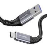 Câble USB C 1M,charge rapide 3A et de données 5Gbit/s,câble de chargeur tressé USB 3.0 A vers USB C,câble USB de type C,pour Samsung Galaxy Note 8 S8 S9 S10 S20,LG V20 G5 G6,HTC10