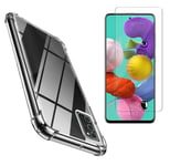 Coque Silicone Transparente Angles Renforces + 1 Verre Trempe Pour Samsung A51 5