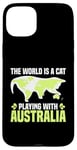 Coque pour iPhone 15 Plus Le monde est un chat qui joue avec l'Australie World Map Traveler