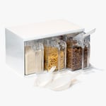 Westmark Storage Bin Set, 4 Items, 1 Bin Holder with 3 Storage Bins and 3 Scoops, Bin Volume: 1 L Each, Scoop Volume: 55 ml Each, Plastic, Transparent/White, 73052260