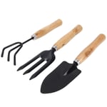 Hinder Mini Ensemble doutils de Jardin, 3 pièces/Ensemble poignée en Bois Mini Outil de Jardinage en Pot Pelle de Jardinage râteau Fourchette pour Plantes dintérieur Plantes en Pot