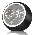 ANOLE Digital Alarm Clock Bedside Radio Alarm Clocks with 2 USB Charging Port,Bluetooth Speaker,Dual Alarm,Snooze,Dimmer,Sleep Timer,Night Lights,FM Radio,Thermometer,Backup Battery System(Black)