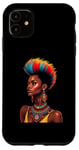 Coque pour iPhone 11 Rainbow Dashiki Cheveux naturels pour femme tribale africaine