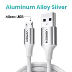 Câble micro USB 2.0 3A pour Android et Samsung Galaxy S7 S6 Note,de charge rapide - Type Micro USB Silver-1m