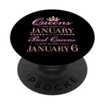 Queens Are Born In Jan Best Queens Are Born On Janvier 6 PopSockets PopGrip Adhésif