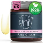 The Ilex Wood - Rose and Frankincense Face Cream - 100% Natural Handcrafted, Vegan, Moisturising, Anti Ageing, Wrinkle and Line Reducing Ingredients, Cruelty Free, Palm Oil Free, Plastic Free - 60ml