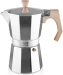 wedrink Stovetop Espresso Maker Aluminum Moka Pot 6 Cups Cuban 6 Cup, Silver 