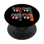 Red Panda Pop Art – Vintage coloré mignon panda rouge amoureux PopSockets PopGrip Adhésif