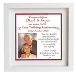 40th Ruby Anniversary Personalised gift Photo frame gift keepsake