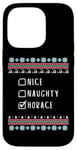 iPhone 14 Pro Nice, Naughty, Horace Christmas Ugly Sweater Style Case