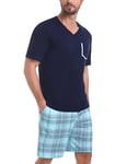 Uniexcosm Ensemble de Pyjama Été Pyjama Homme Coton Court Pyjama Homme Pantalon Manches Courtes TAPOTER XXL