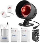 Wireless Security Alarm System Kit - Weatherproof Siren, Door & Motion Sensors