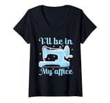 Womens Quilting Knitting Crochet Sewing Machine Fabric Crafting V-Neck T-Shirt