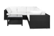 Loungegrupp Bahamas 5-sits Bord m Hylla - 75x75 Svart Loungeset & loungegrupp Vit,Svart Comfort Garden