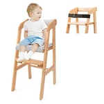 YOLEO Chaise Haute Evolutive en Bois pour bébé, Chaise Enfant Réglable, Fabriqué en bois de hêtre de haute qualité，Avec ceintures de sécurité 1-12 ans jusqu'à 90 kg (Claire avec coussin)