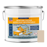 Peinture façade PROCOM crépi, façade à relief, imperméabilisation et protection des façades - Durable jusqu'à 10 ans 10 litres Beige (RAL 080 80 10)