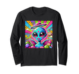 Colorful Alien with Halo and Wings Cool Pop Art Long Sleeve T-Shirt