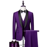 (Veste+Pantalon+Gilet)Costume Homme 3 Pièces Mariage Business Slim Fit Smoking Simple Poitrine À Deux Boutons, Men Suits 3 Piece Pour Fête Confort Blazer