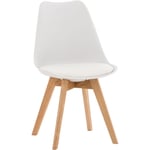 Chaise de salle à manger x1 design scandinave en plastique et pvc blanc et pieds en bois clair