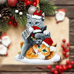 Flat Santa Hat Cats Pendant 2D Christmas Decorations  Bag