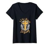 Womens Jesus is my King - Bible True Story - Jesus Happy V-Neck T-Shirt