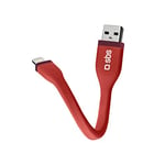 Câble de données et de chargement SBS Micro, longueur 12 cm, connecteurs Lightning - USB, finition plate anti-emmêlement, pour iPhone 13/12/11/SE 2020/X/8/7/6s/6, iPad, iMac, MacBook, rouge