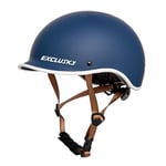 Exclusky Casque Velo Homme avec Visière Basse Intégrée Casque Velo Femme Casque Trottinette Electrique Adulte Casque Velo Route Homme pour Trotinette Urbain Cyclisme (56-61CM)