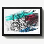 Arty Pie Framed Print Black A2 (24.5x18 Inch) BMX Bike V2, Wood, Multi-Colour, 60 x 42 x 2 cm