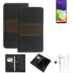 Phone Case + earphones for Samsung Galaxy A22 Wallet Cover Bookstyle protective