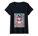 Womens Tarot Card La Chingonna Mexican Vintage Goth Art Skeleton V-Neck T-Shirt