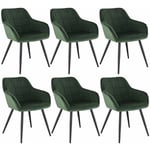 Lot de 6 Chaises de salle à manger avec accoudoirs WOLTU, Chaise de cuisine, Chaise de salon en Velours, Pieds en métal, Vert Foncé