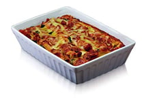 KitchenCraft World of Flavours - Plat de Cuisson / Service pour Lasagnes en Grès, 30 x 21 cm, Blanc