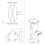 Ram Mounts C Size Short Two Round Plate Universal Double Ball Mount