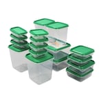 17PCS Food Container Green Fridge Bins Food Grade Plastic Leakage Proof