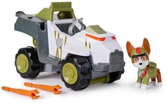 Paw Patrol - Pat Patrouille - Véhicule + Figurine Tracker Jungle Pups - Voiture Figurine Pat Patrouille À Collectionner - Projectiles - Pat Patrouille Jouet - Voiture Enfant - Jouet Enfant 3 Ans et +