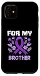 Coque pour iPhone 11 Ruban violet de sensibilisation au lymphome de Hodgkin pour mon frère