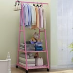 Armoire 4 Porte-vêtements coloré au Sol Vêtements Suspendus Étagère de Rangement Suspendue Porte-cintres avec Roue Meubles de Chambre à Coucher de Style Simple 158 * 55 * 42cm