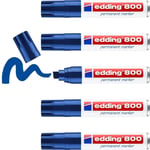 edding 800 permanent marker - blue - 5 pens - chisel tip 4-12 mm - for bold mark