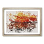 Big Box Art The Orange Sunset Watercolour Framed Wall Art Picture Print Ready to Hang, Oak A2 (62 x 45 cm)