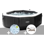 Kit spa gonflable Intex PureSpa Carbone octogonal Bulles et Jets 6 places + 5 kg de sel + Kit d'entretien