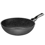 STONELINE Flex Poêle Wok 30 cm, Made in Germany, avec Poignée Amovible, Revêtement Antiadhésif avec de vraies particules de pierre, Compatible à l'Induction et au Four